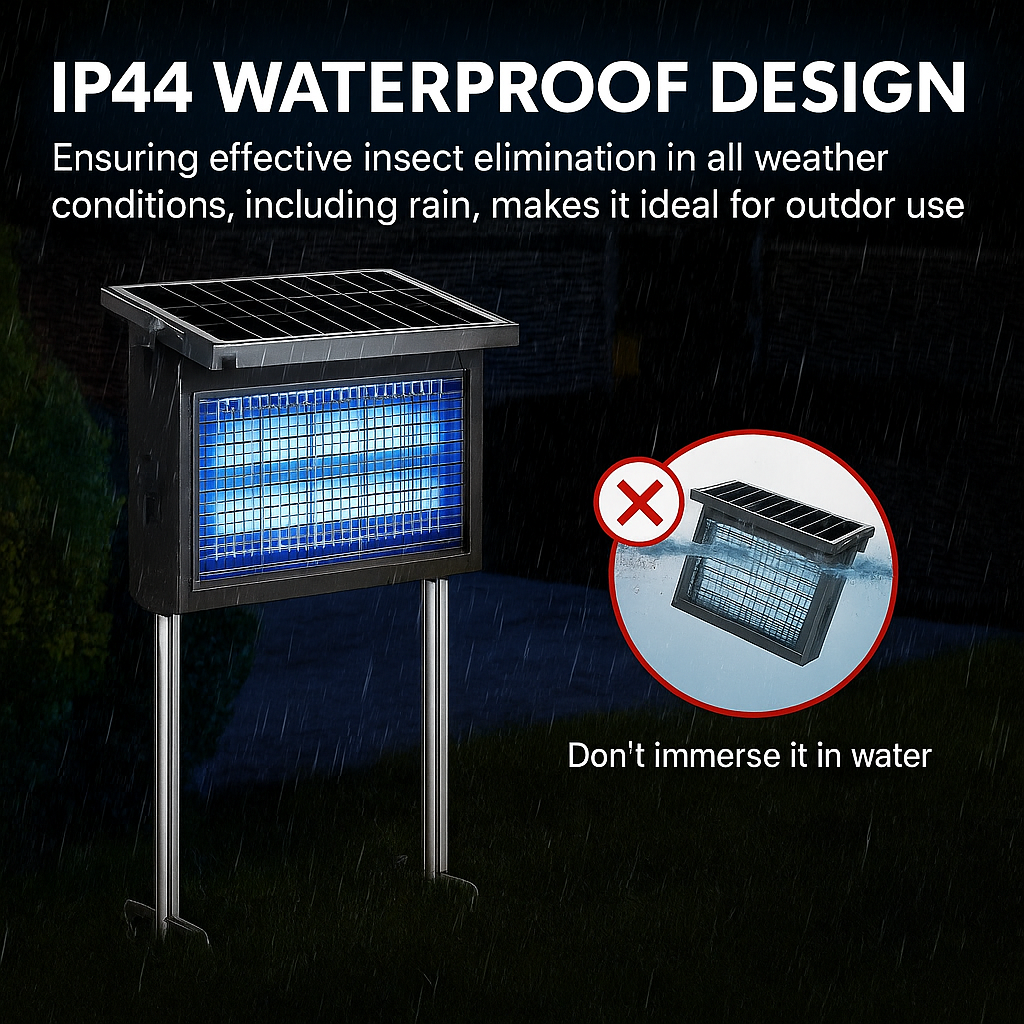 Outdoor Mosquito Zapper – Solar Powered & IPX4 Rated